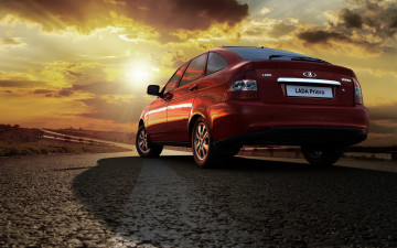 Картинка автомобили ваз lada priora лада приора хэтчбек красная флагман автомобиль обои фон