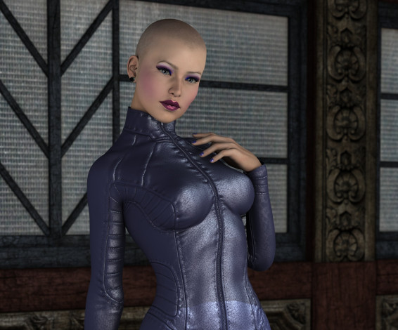 Обои картинки фото 3д графика, люди , people, девушка, взгляд, фон, панк