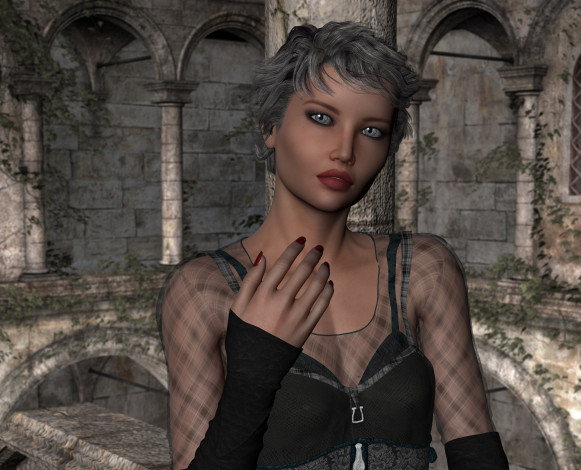 Обои картинки фото 3д графика, люди , people, взгляд, девушка, фон