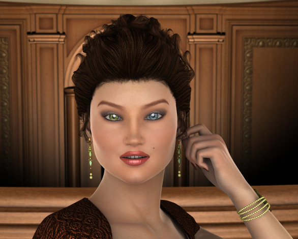 Обои картинки фото 3д графика, люди , people, девушка, взгляд, фон