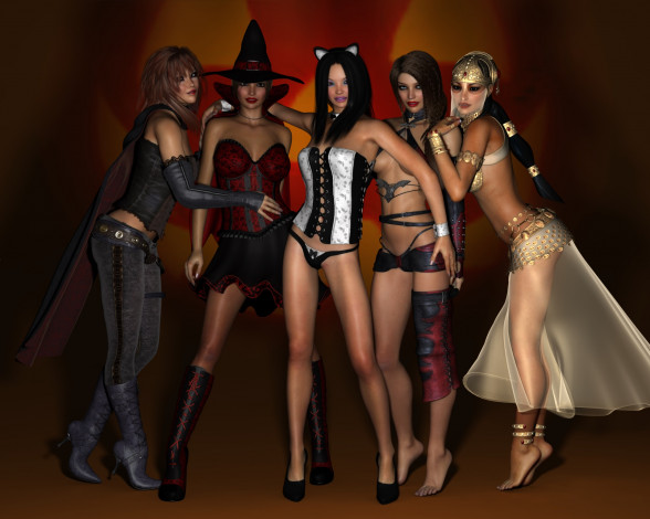 Обои картинки фото 3д графика, люди , people, девушки, взгляд, фон