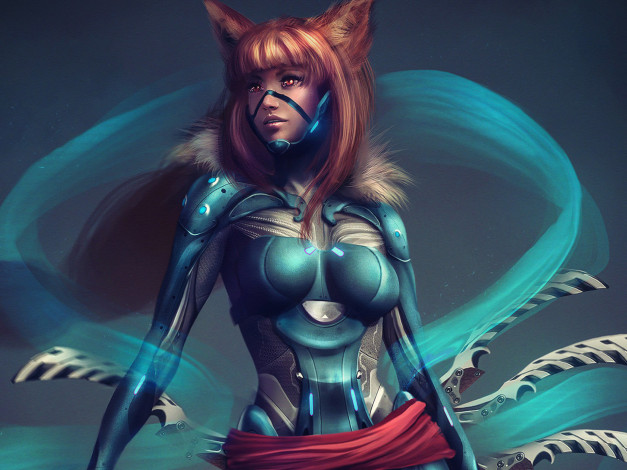 Обои картинки фото фэнтези, существа, ушки, костюм, девушка