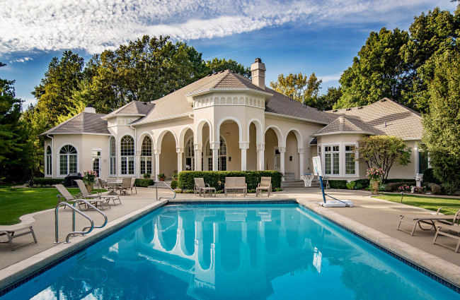 Обои картинки фото города, - здания,  дома, дом, особняк, архитектура, стиль, бассейн, вода, роскошь