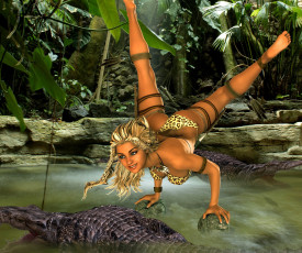 Картинка 3д+графика фантазия+ fantasy грудь фон взгляд девушка лесная