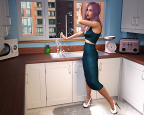 Картинка 3д+графика люди+ people взгляд девушка фон