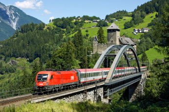 Картинка техника поезда состав локомотив рельсы