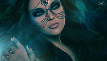 Картинка 3д+графика портрет+ portraits макияж девушка украшения