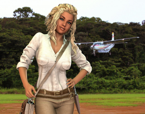 Обои картинки фото 3д графика, люди , people, фон, взгляд, девушка