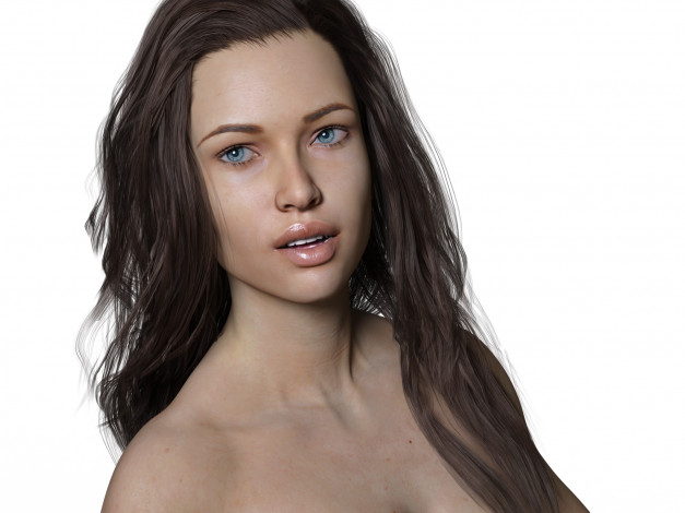 Обои картинки фото 3д графика, портрет , portraits, взгляд, девушка, фон