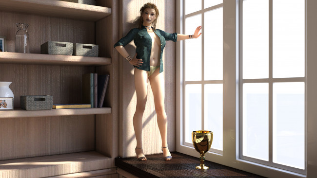 Обои картинки фото 3д графика, люди , people, взгляд, девушка, фон