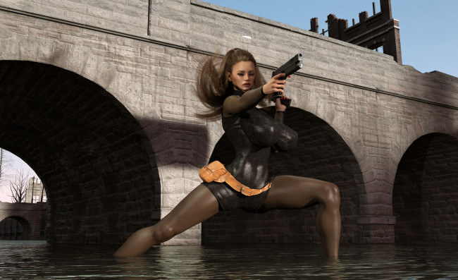 Обои картинки фото 3д графика, фантазия , fantasy, фон, взгляд, девушка