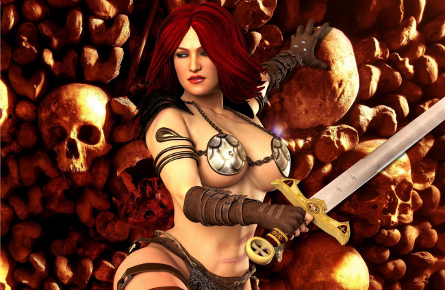 Обои картинки фото 3д графика, амазонки , amazon, девушка, фон, взгляд