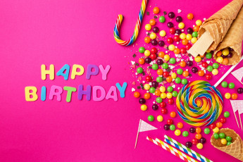 обоя праздничные, день рождения, день, рождение, надпись, сладости, праздник