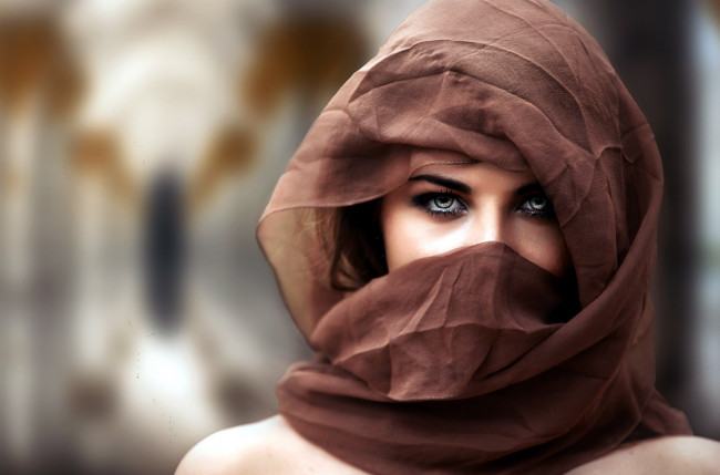 Обои картинки фото разное, глаза, макияж, шарф