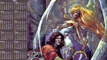 Картинка календари фэнтези девушка человек люди двое