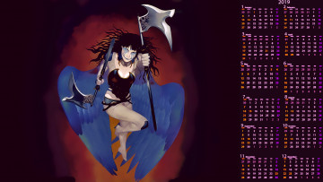 Картинка календари фэнтези оружие крылья девушка