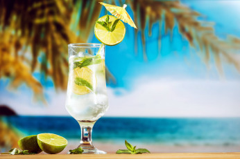 Картинка еда напитки +коктейль лайм мята