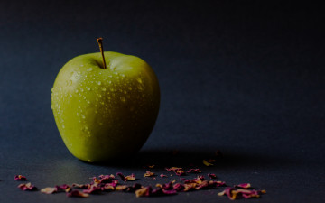 Картинка еда яблоки капли зеленое яблоко