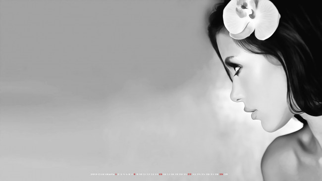 Обои картинки фото календари, компьютерный дизайн, профиль, цветок, 2019, calendar, женщина, девушка, лицо