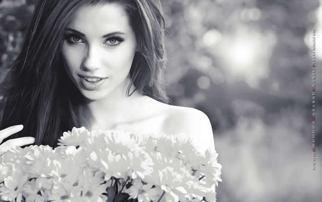 Обои картинки фото календари, компьютерный дизайн, 2019, calendar, цветы, девушка, букет, лицо, женщина