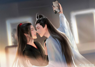 Картинка рисованное люди ван ибо сяо чжань телефон