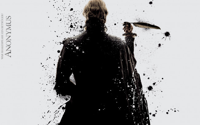 Обои картинки фото кино фильмы, anonymous, мужчина, спина, перо, чернила, кляксы