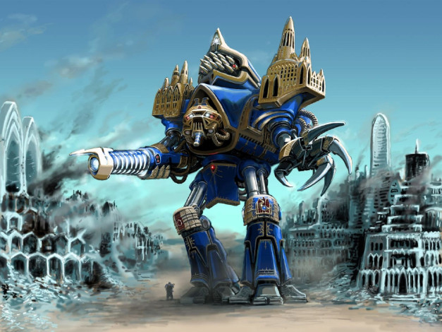 Обои картинки фото видео игры, warhammer 40k, робот, оружие, дома