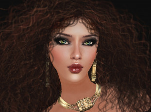 Картинка 3д графика portraits портрет девушка брюнетка кудри украшения