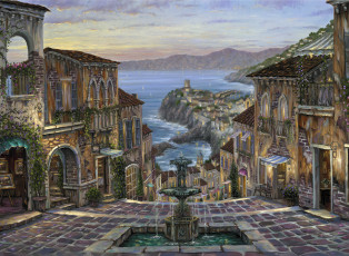 Картинка summer in vernazza рисованные robert finale вернацца италия