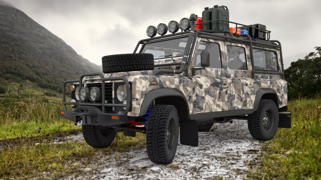 Обои картинки фото автомобили, 3д, land, rover, monster