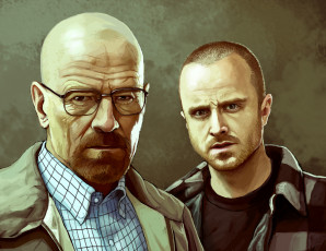 Картинка рисованное кино aaron paul jesse pinkman heisenberg bryan cranston breaking bad walter white