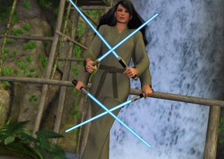 Картинка 3д+графика фантазия+ fantasy взгляд девушка оружие