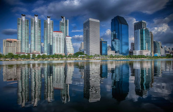 Картинка bangkok+city города бангкок+ таиланд отражение океан небоскребы