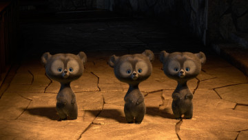 Картинка 3д+графика животные+ animals медвежата фон