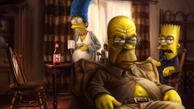 Обои картинки фото рисованное, кино, breaking, bad, во, все, тяжкие, simpsons