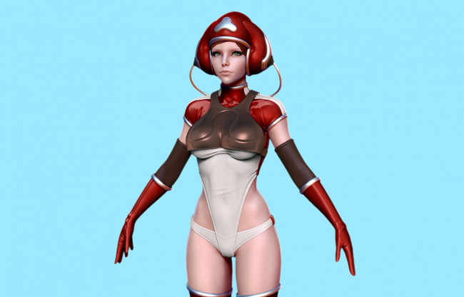 Обои картинки фото 3д графика, _science fiction, девушка, руки, поза, взгляд, эротика, рендеринг