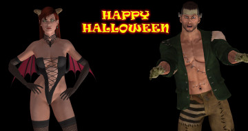 Картинка 3д+графика праздники+ holidays зомби фон взгляд кастаника