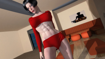 обоя 3д графика, люди , people, фон, взгляд, девушка, интерьер