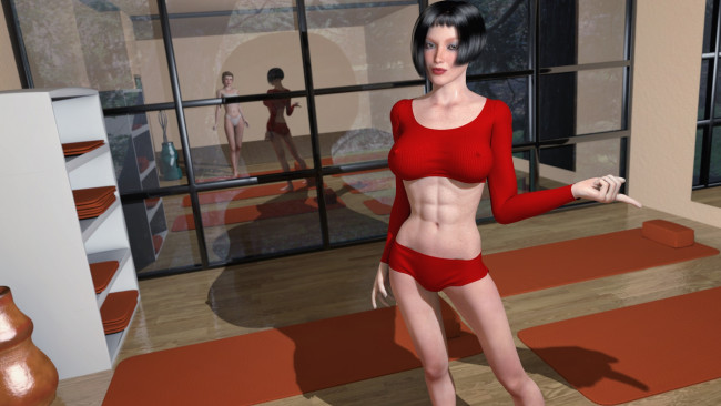 Обои картинки фото 3д графика, люди , people, интерьер, фон, взгляд, девушка