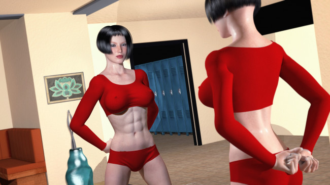 Обои картинки фото 3д графика, люди , people, интерьер, фон, взгляд, девушки