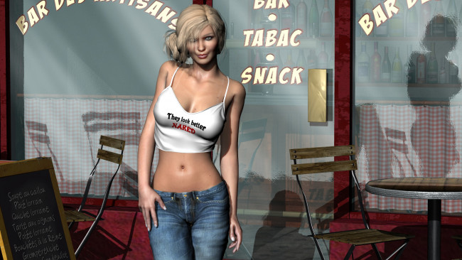 Обои картинки фото 3д графика, люди , people, взгляд, фон, девушка