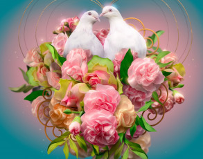 Картинка разное компьютерный+дизайн цветы голуби