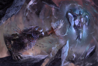 Картинка фэнтези оборотни волк череп