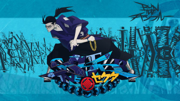 Картинка аниме samurai+champloo очки воин меч самурай jin