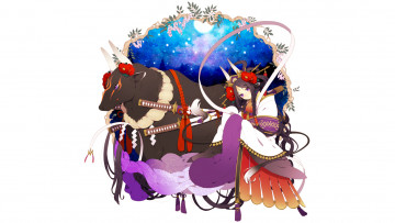 Картинка аниме животные +существа девушка