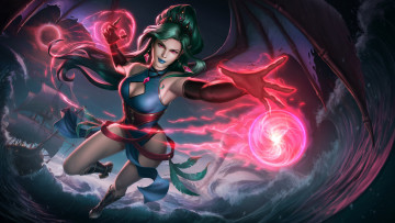 Картинка фэнтези эльфы взгляд фон магия крылья улыбка девушка