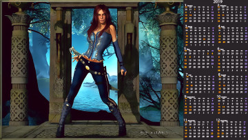 Картинка календари 3д-графика девушка взгляд колонна