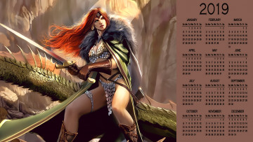 Картинка календари фэнтези девушка оружие перчатки воротник