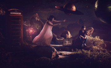 Картинка разное компьютерный+дизайн будка планета мужчина девушка фон