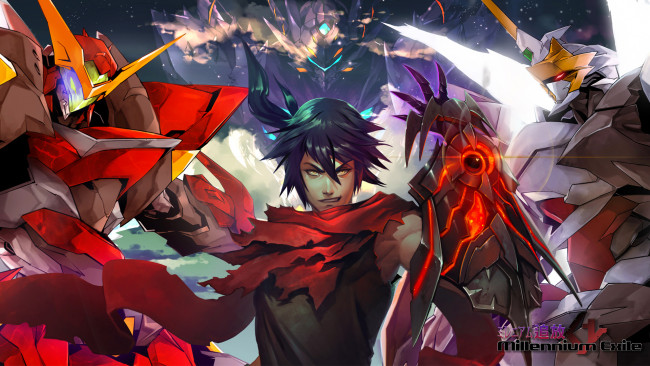 Обои картинки фото аниме, mobile suit gundam, парень, роботы